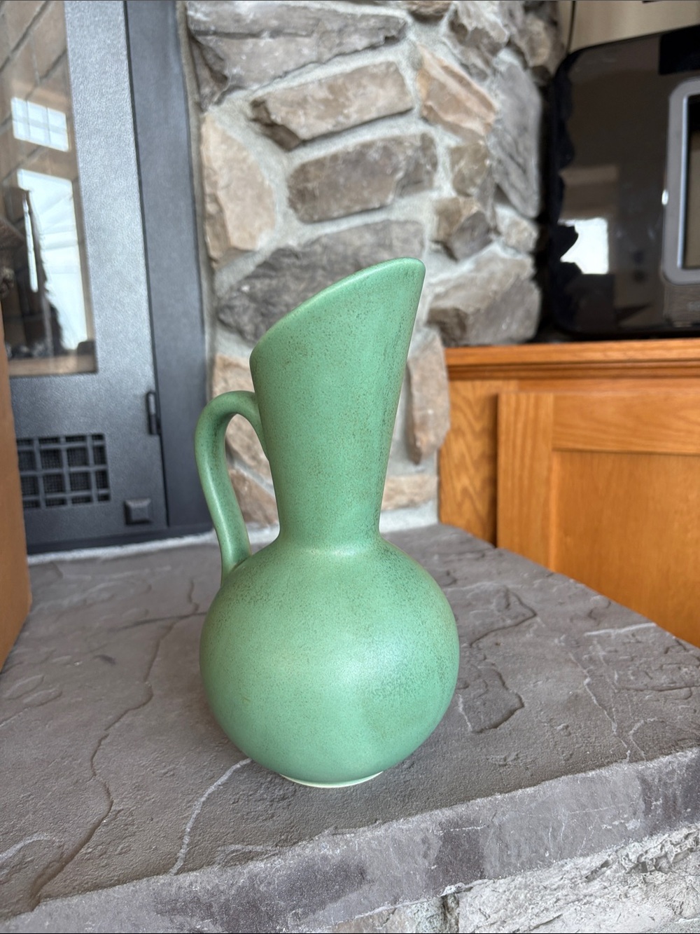 Vintage Royal Haeger Matte Green Ceramic Pitcher, MCM Vase 9 in height